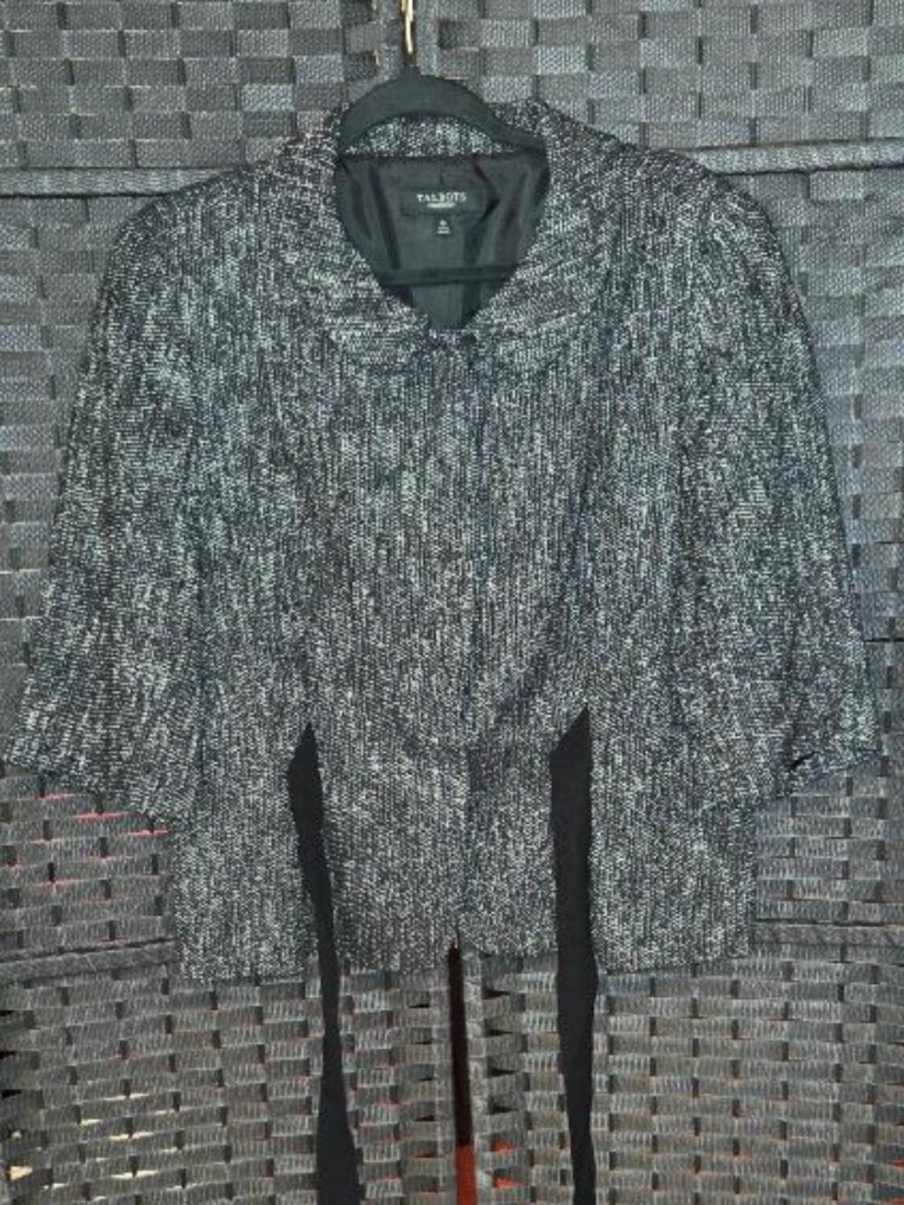 Talbots Vintage Black and White Textured Tweed Jacket